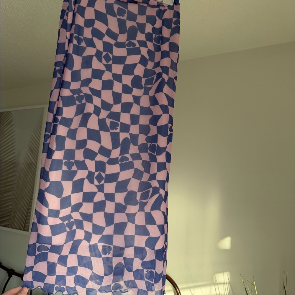 Pink and Blue checkered skirt size sx